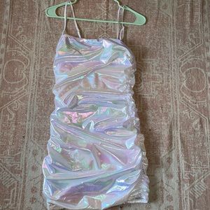 Holographic mini bodycon dress